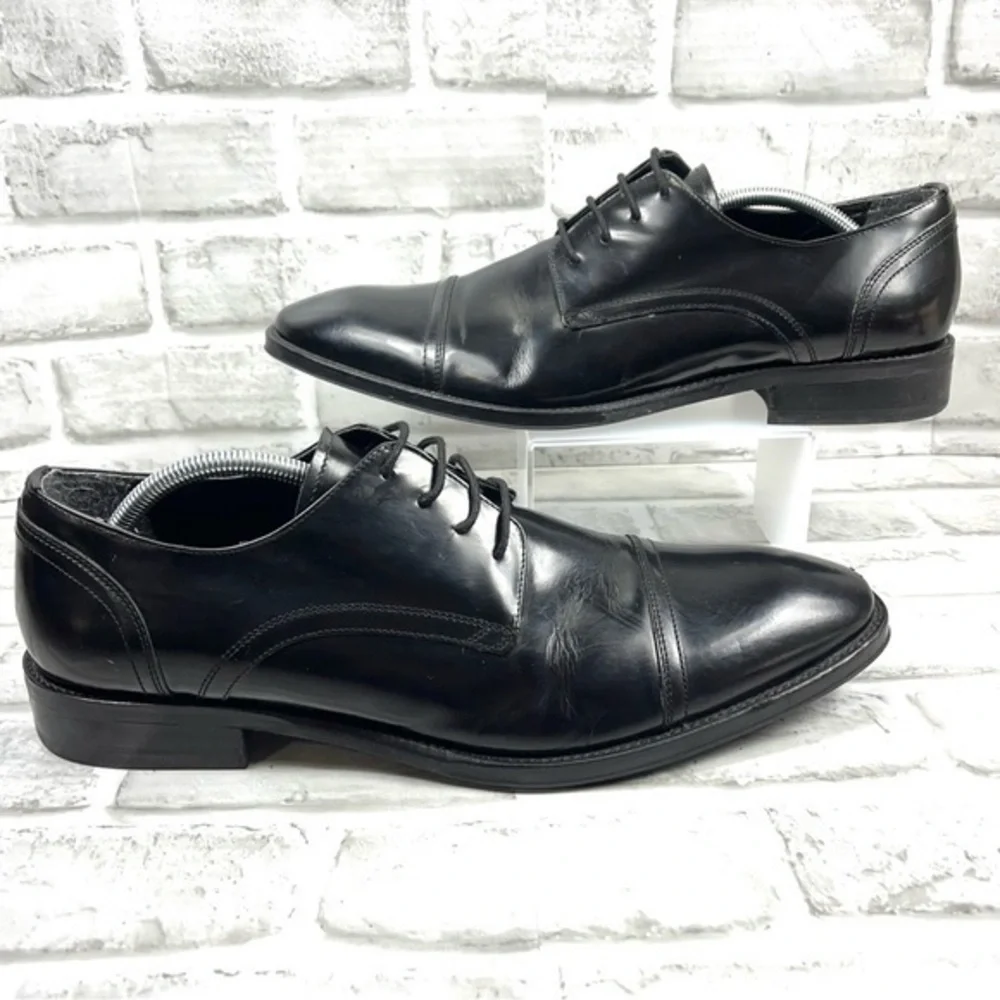 Kenneth Cole All Gathered ED Men’s Size 11.5 Black Leather Captoe Oxford Shoes